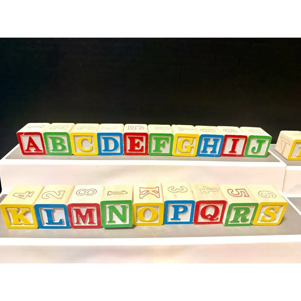 Wooden alphabet letters blocks & numbers stack learn play